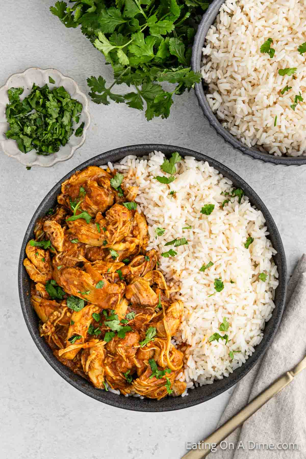 Chicken Tikka Masala in a bowl with white rice