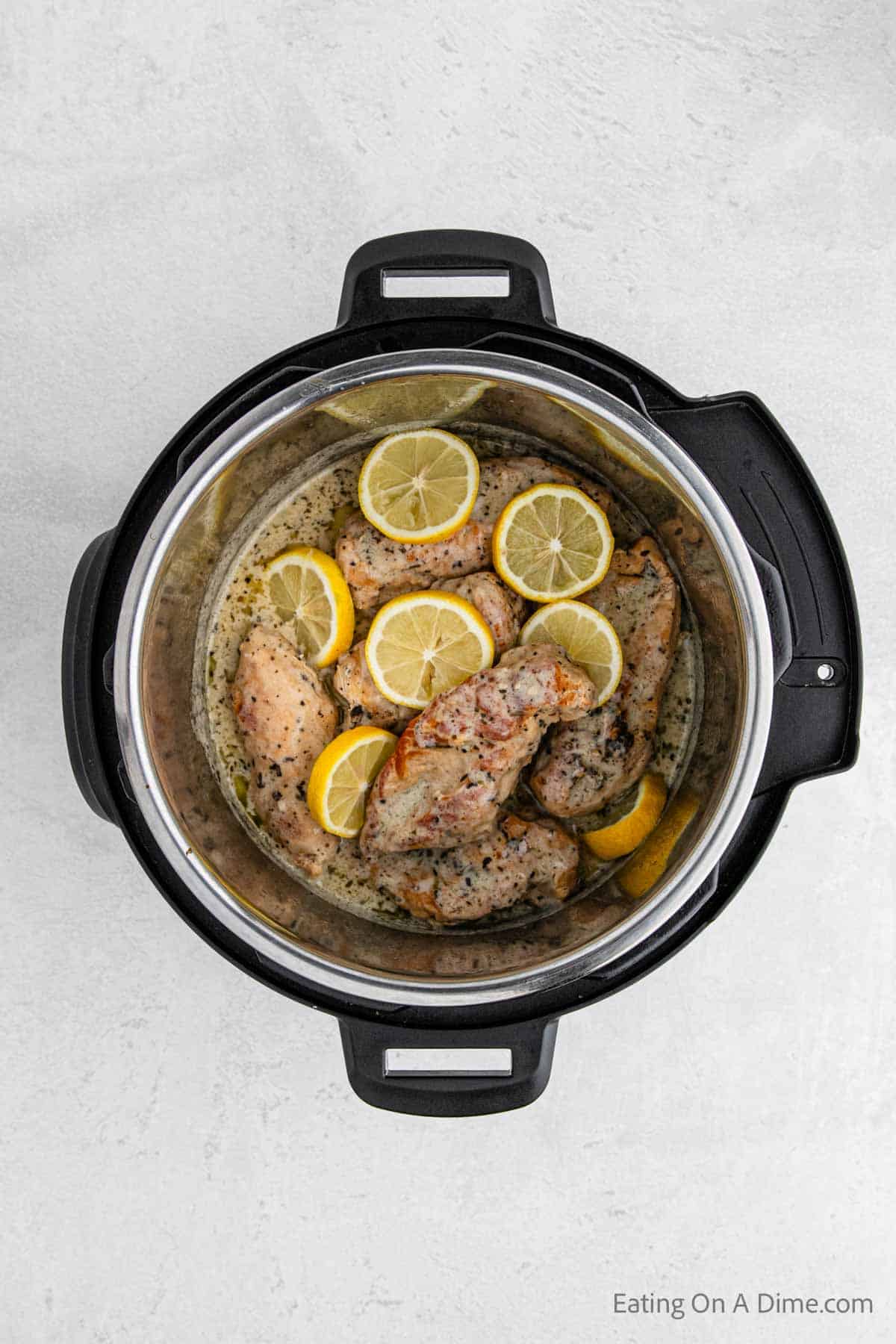 Cooked lemon chicken in the instant pot