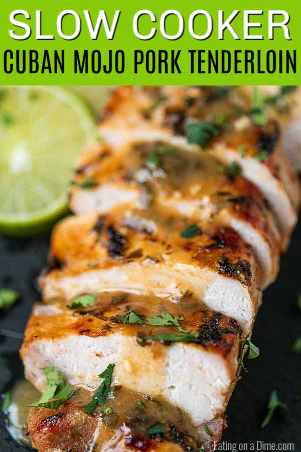 Crock Pot Cuban Mojo Pork Tenderloin recipe is the perfect dinner idea. The pork is loaded with citrus flavor and the best sauce to serve over rice. 