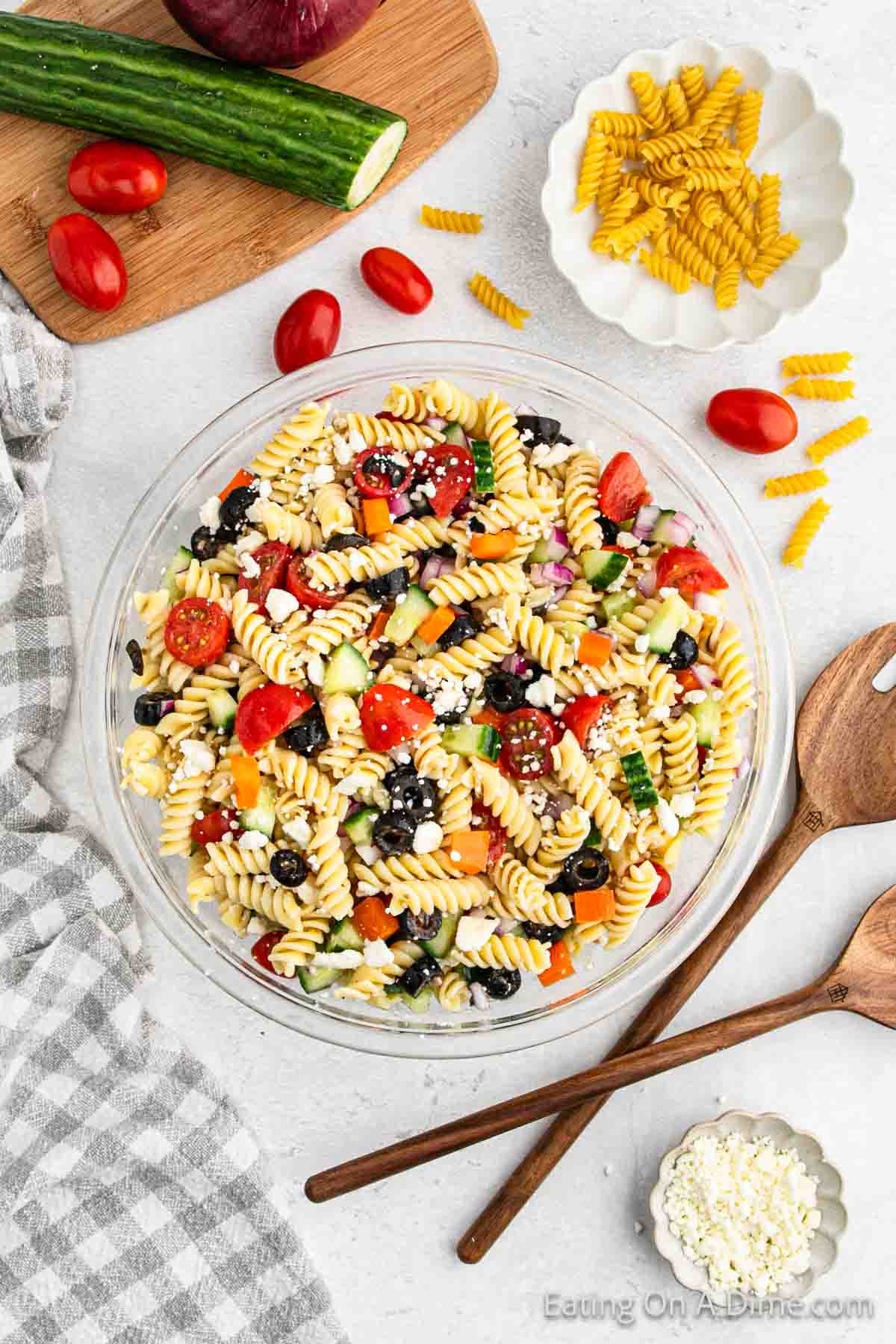 Greek Pasta Salad in a bowl