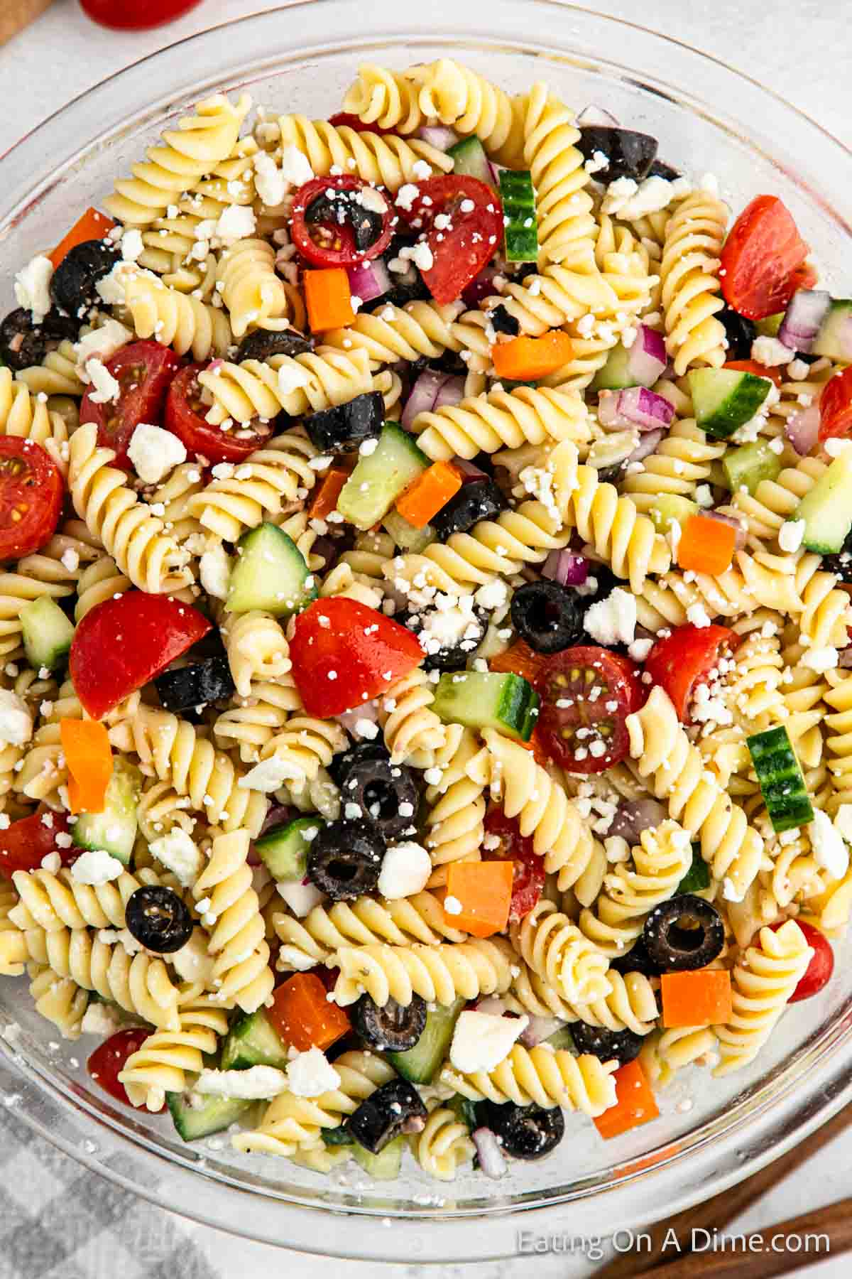 Greek Pasta Salad in a bowl