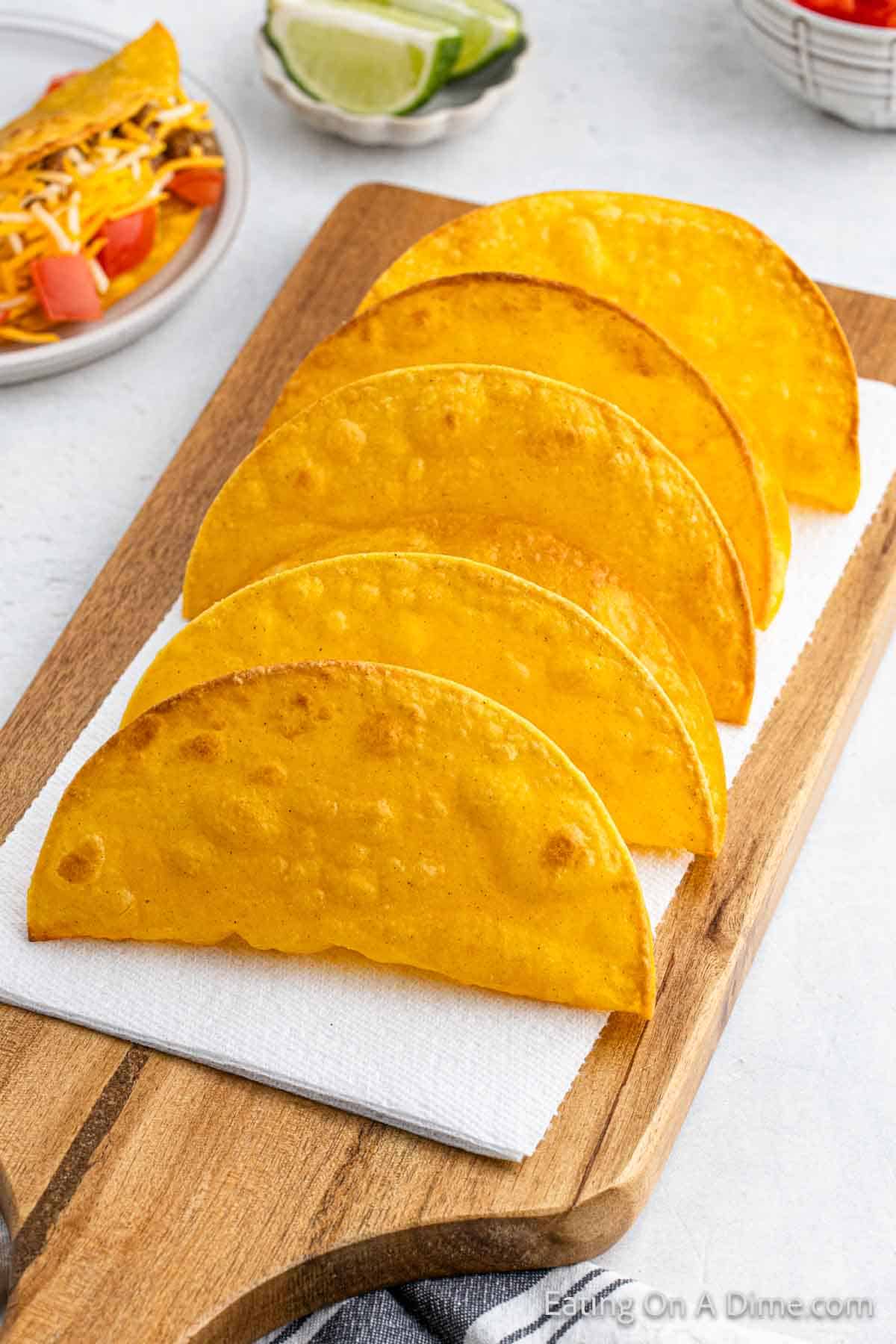 Taco Shells stacked on a serving platter