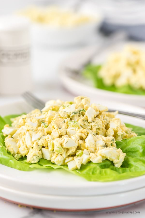 egg salad on leaf lettuce