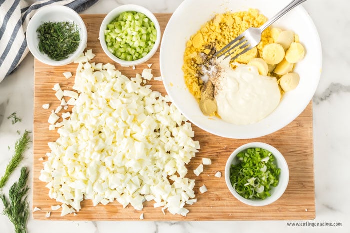 Combining the ingredients in a bowl