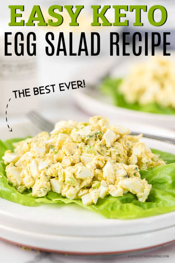 Keto egg salad recipe is a tasty low carb recipe that is so flavorful. This easy meal comes together with very little effort and tastes great over lettuce. 