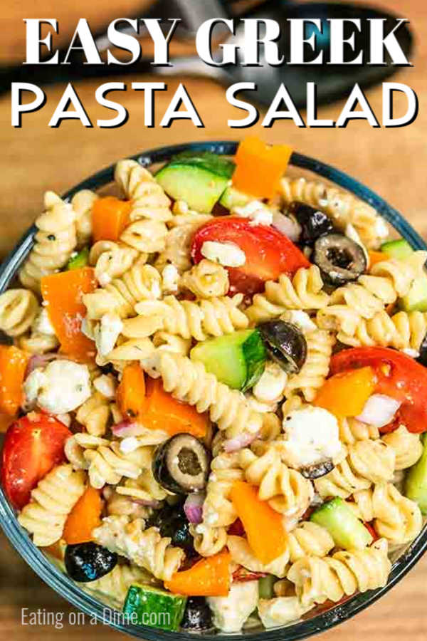 Greek Pasta Salad Recipe is so easy and frugal to prepare. Tons of veggies and pasta with the best flavor make this pasta salad recipe a family favorite. 