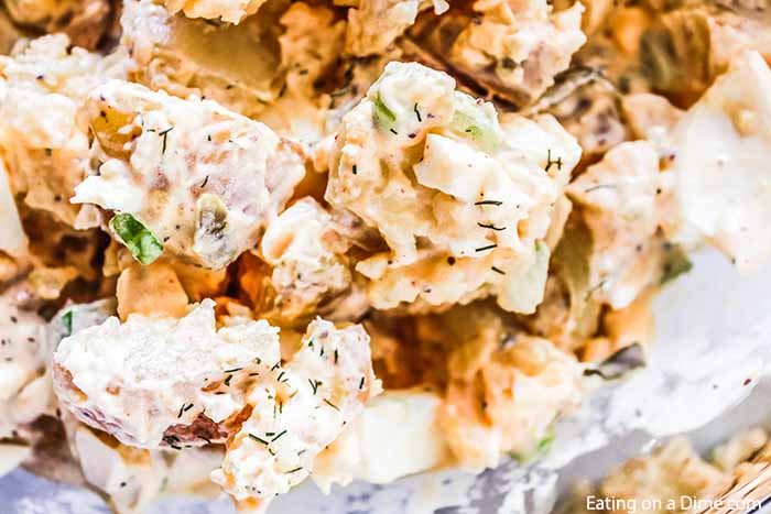 This is the best potato salad recipe. Skip the store bought stuff and make this delicious potato salad at home. This southern potato salad will be a hit!