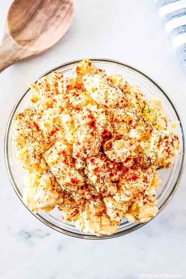 This is the best potato salad recipe. Skip the store bought stuff and make this delicious potato salad at home. This southern potato salad will be a hit!
