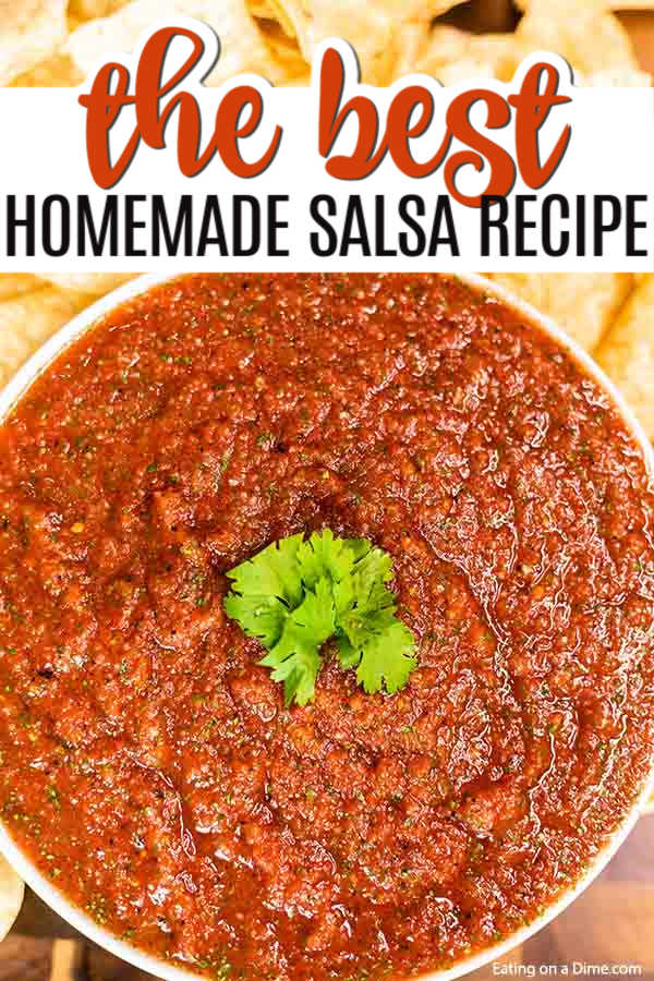 Homemade Salsa Recipe is so easy that you will not believe it.  Make this in minutes and enjoy the best salsa and chips at home. Yum!