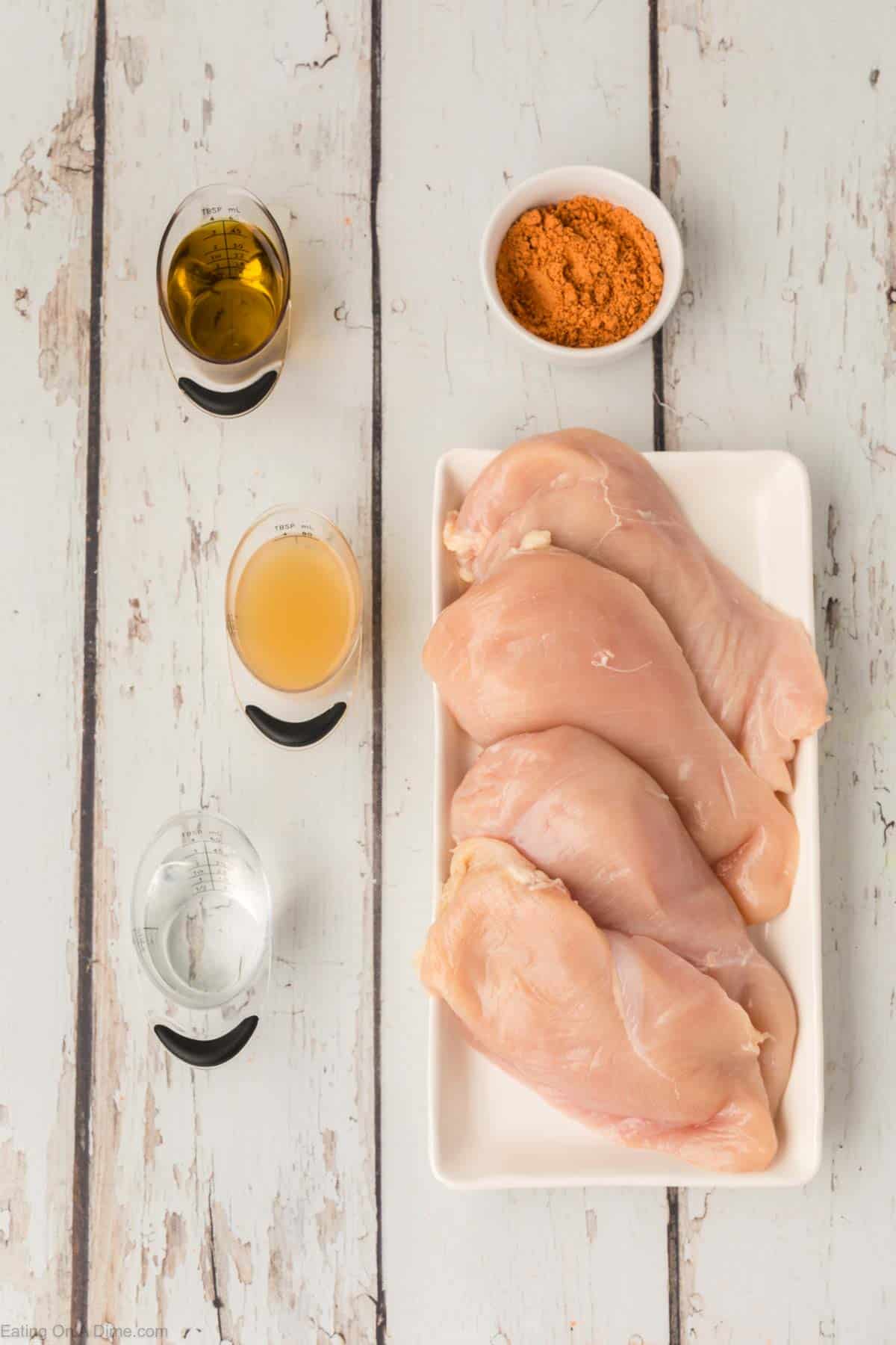 Chicken Marinade - chicken breast, taco seasoning, oil, water, lemon juice
