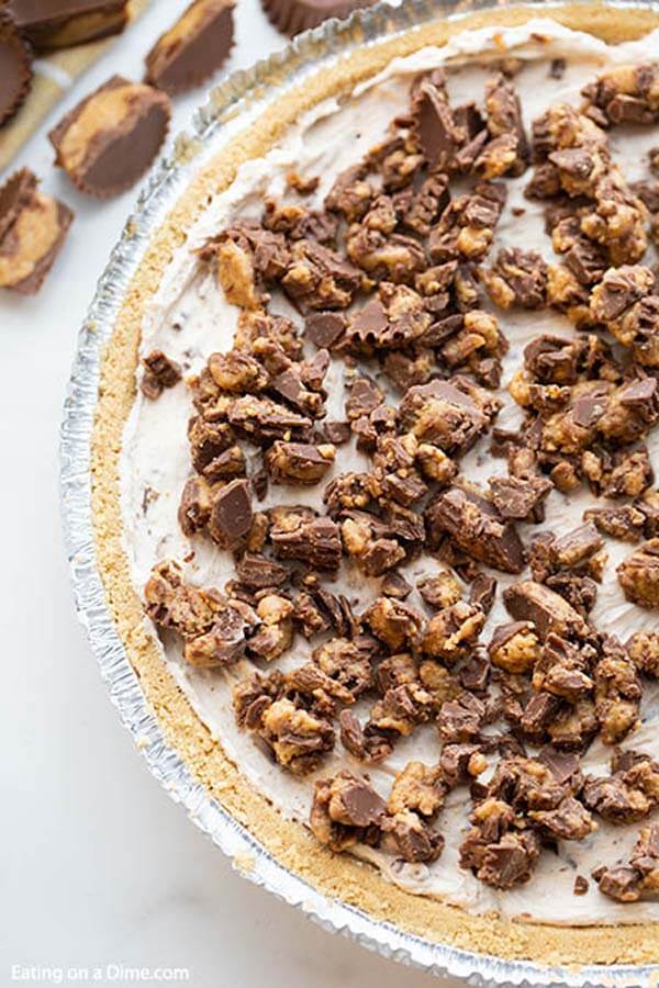 Close up image of Reese's Candy Peanut Butter Pie.