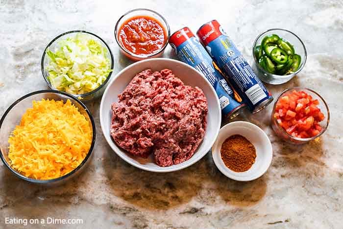 Ingredients to Make Crescent Taco Ring 