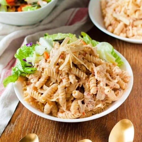Crock pot creamy salsa ranch chicken pasta recipe is the perfect meal anytime you are craving comfort food. The ranch flavor and salsa taste amazing.