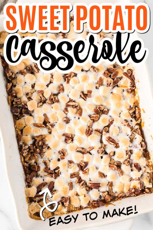 There isn't anything more classic than delicious Sweet potato casserole. Layers of sweet potatoes topped with marshmallows and with pecans make this so tasty. This easy recipe with marshmallows and pecans is one of the best Thanksgiving recipes. #eatingonadime #*sweetpotatocasserole 