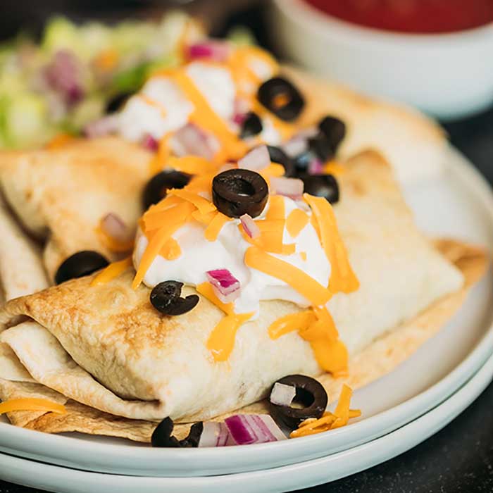 Beef, bean and sweet potato chimichangas