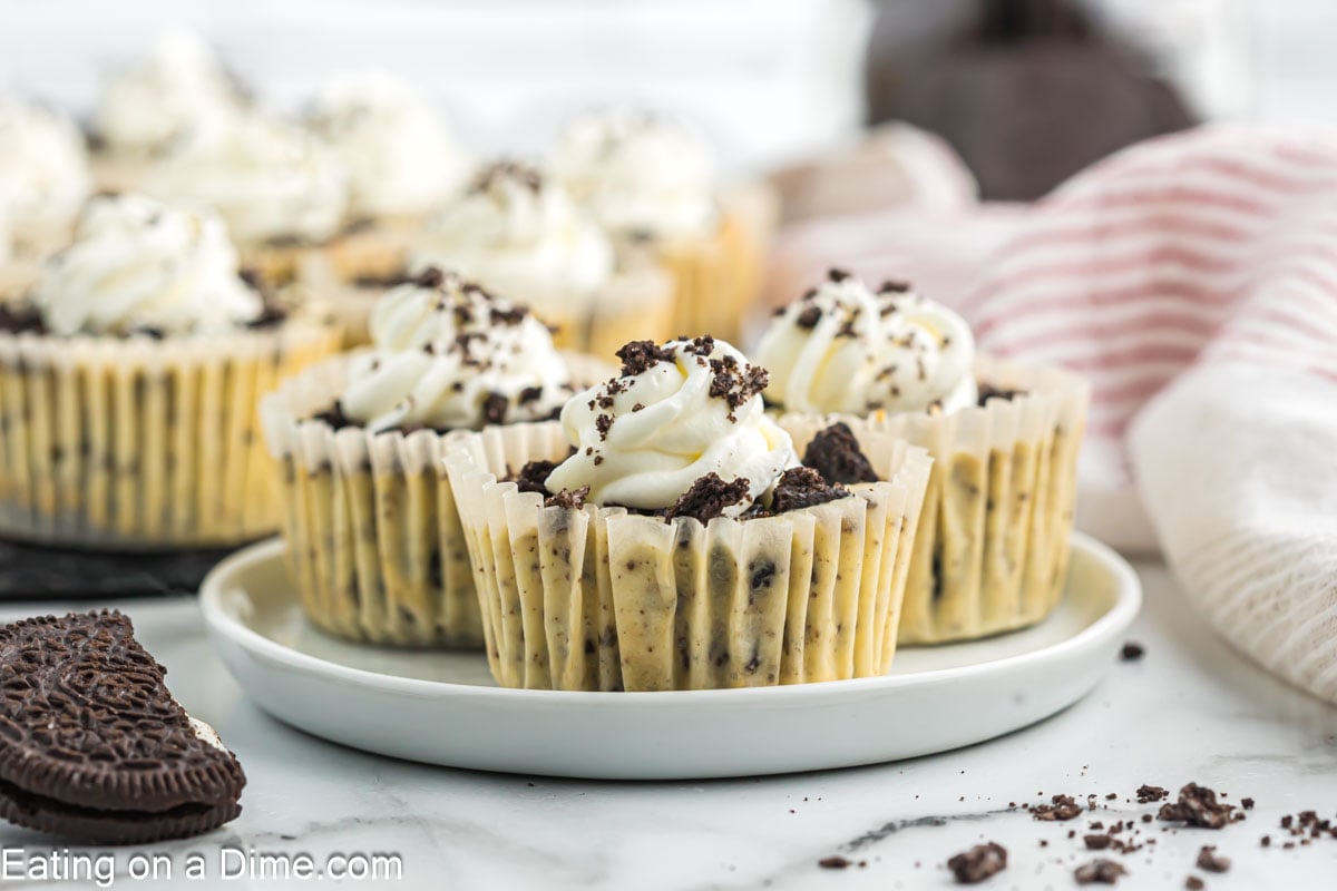 Mini Oreo Cheesecake on a white platter