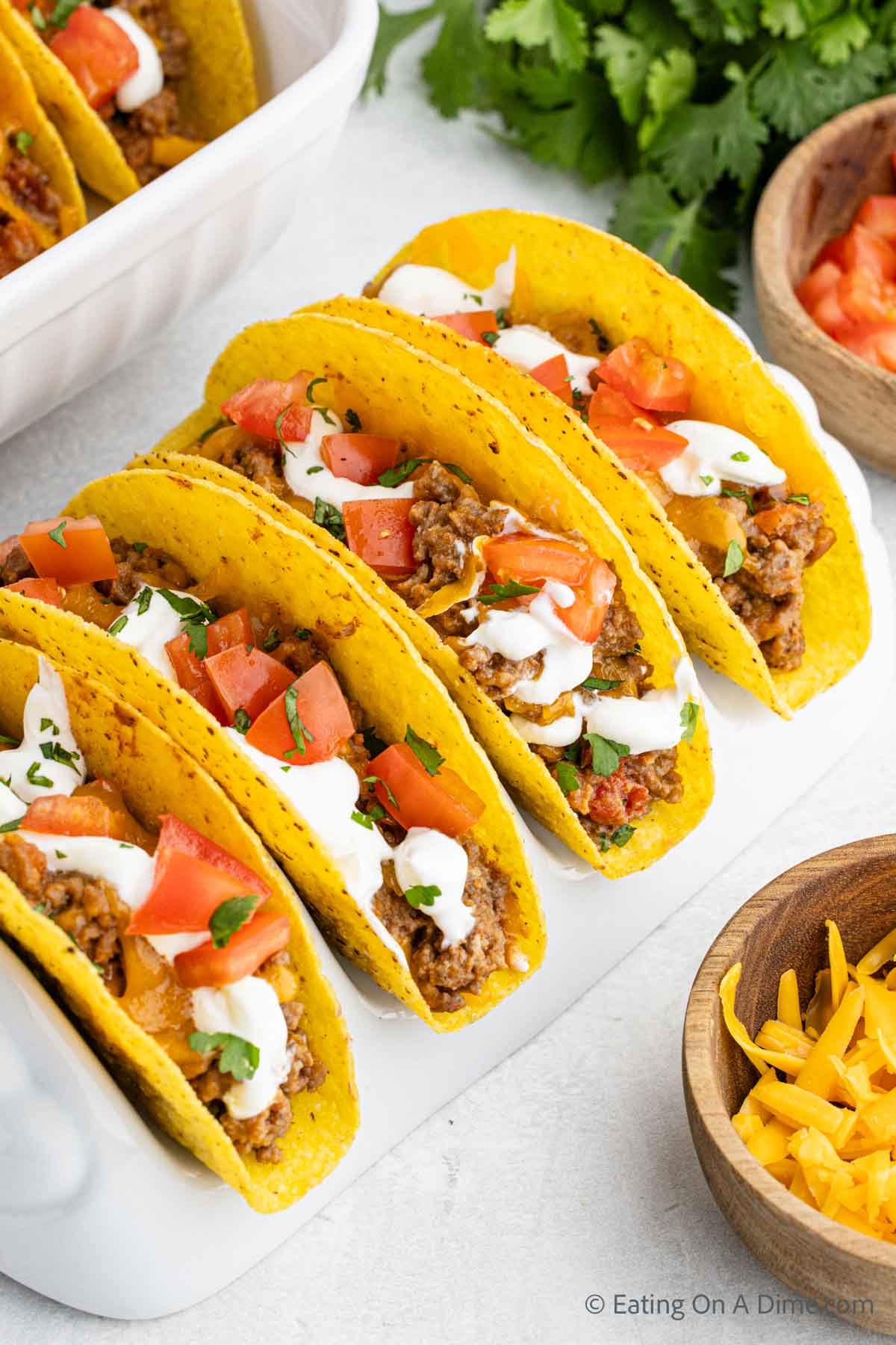 Oven baked taco shells in a taco stand