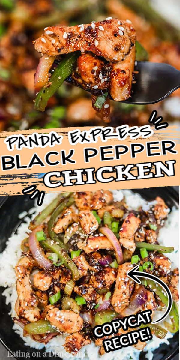 Skip takeout and make this delicious Black pepper chicken recipe in 15 minutes. Black pepper chicken Chinese is an easy one pot meal. Copycat Panda Express stir fry is the best Chinese buffet at home. #eatingonadime #blackpepperchickenrecipe #pandaexpress #chineserecipe #asian