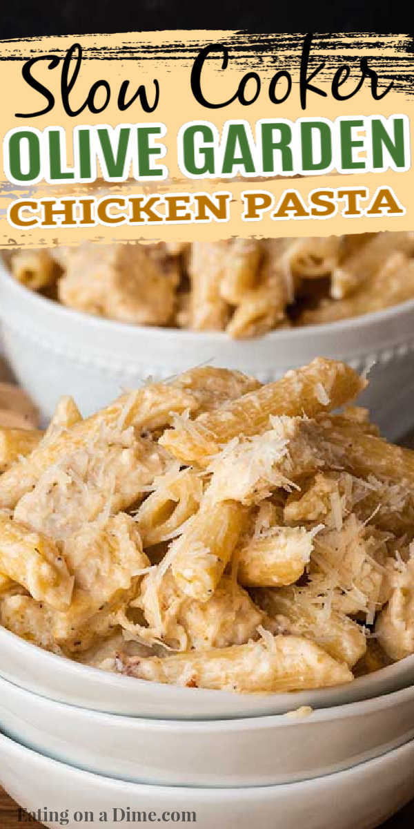 Enjoy creamy and delicious Crock pot olive garden chicken alfredo pasta at home and save money. Let the slow cooker do all the work for the best slow cooker olive garden chicken pasta. Olive garden chicken pasta crockpot recipe with cream cheese is easy to make. #eatingonadime #crockpotolivegardenchickenpasta #crockpotrecipe