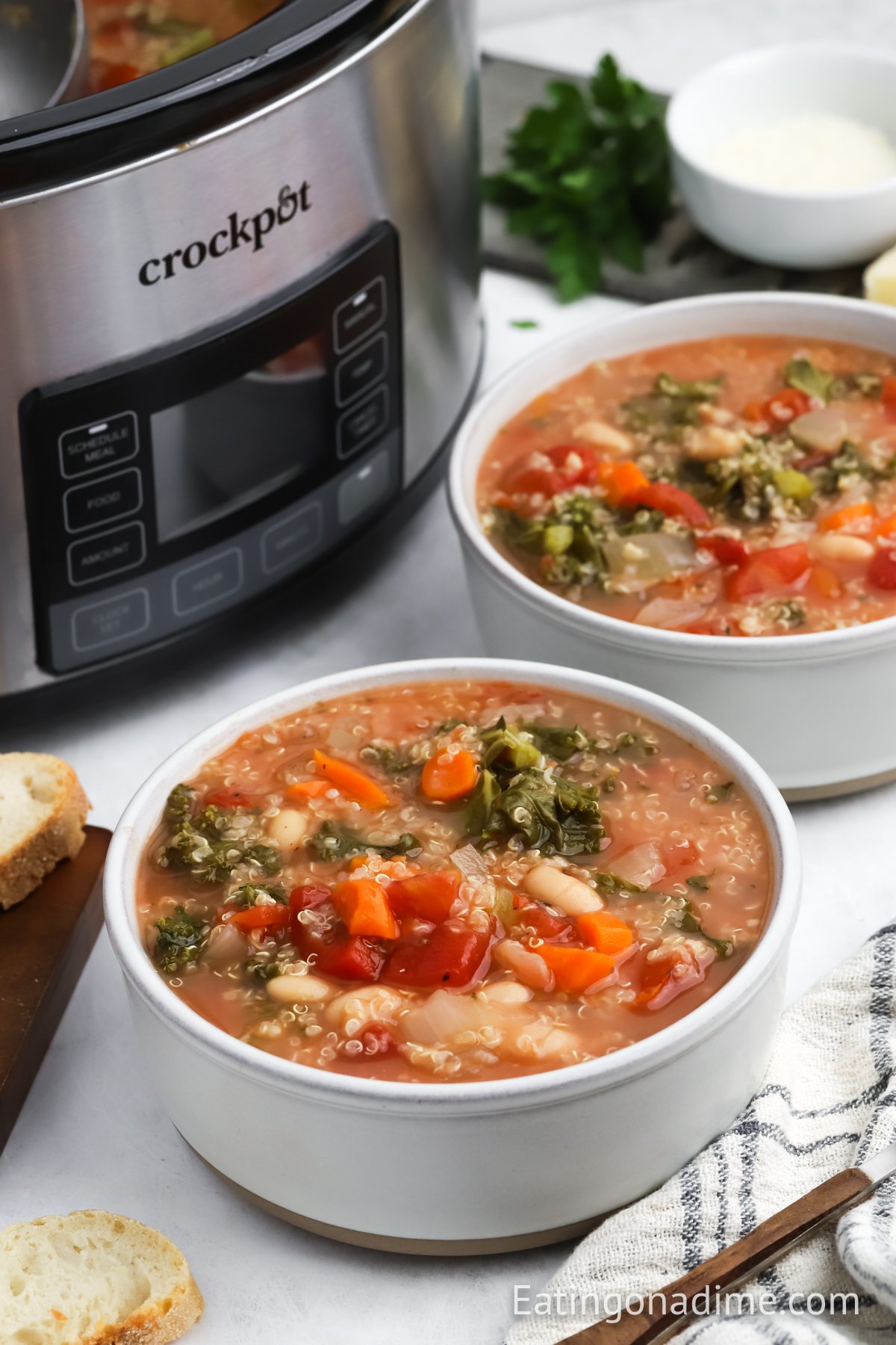 Quinoa Soup in a white bowl 