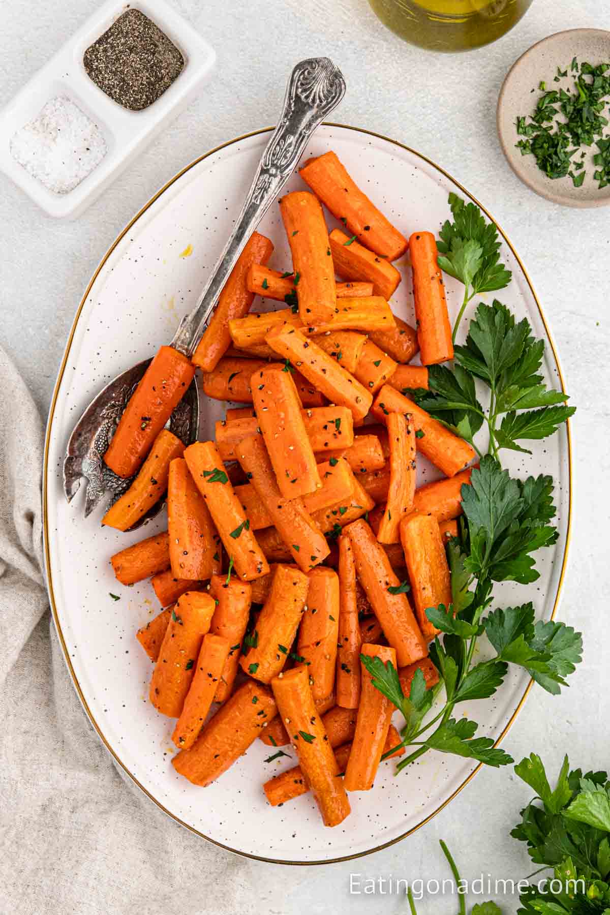 Roasted carrots on a platter