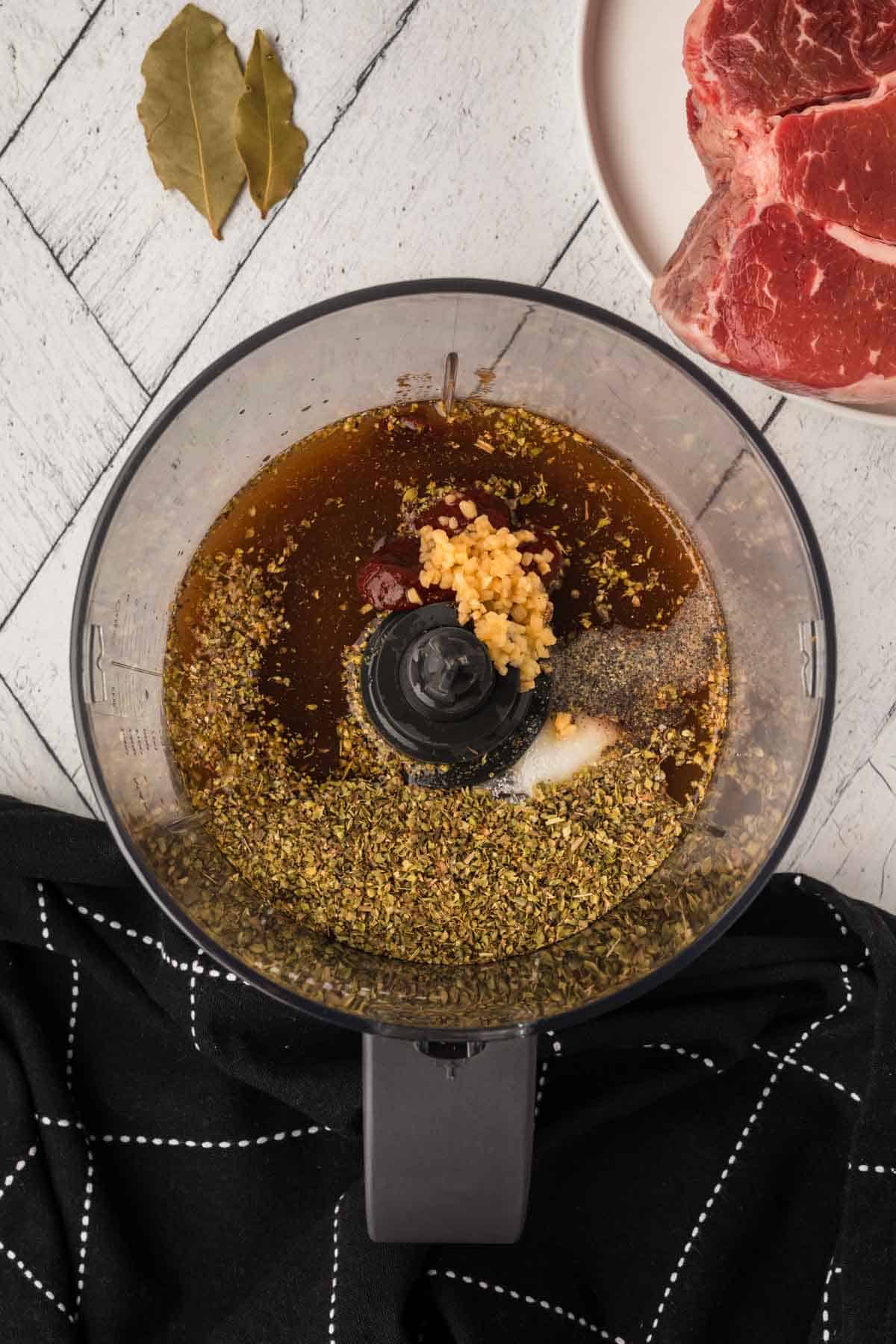 Combining seasoning in a food processor