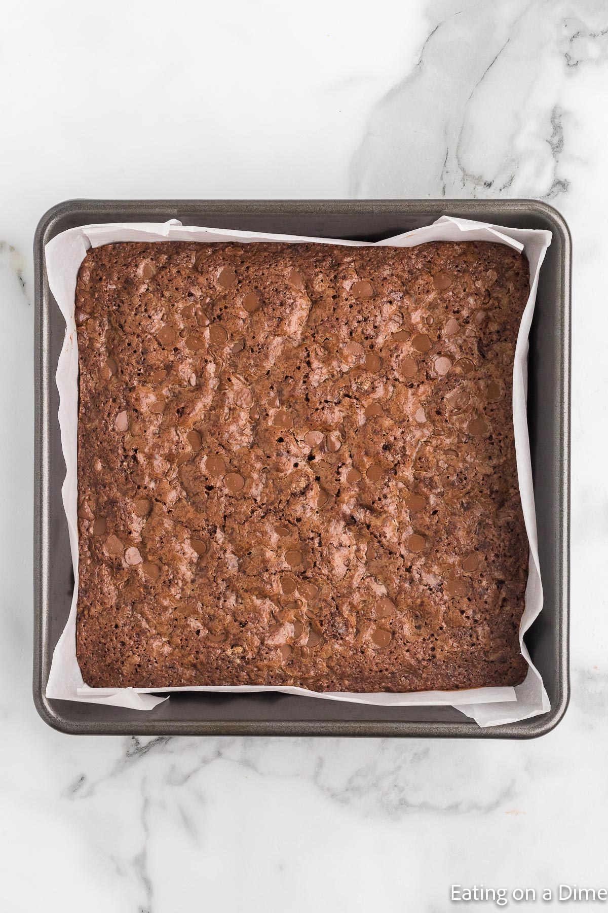 Baked Brownie in a baking dish
