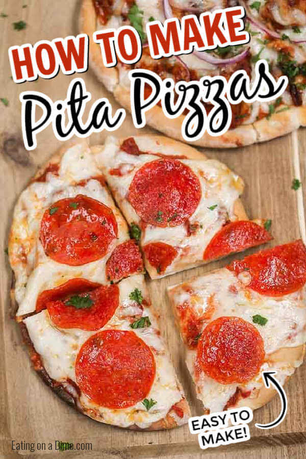 A pita pizza cut into 4 pieces 