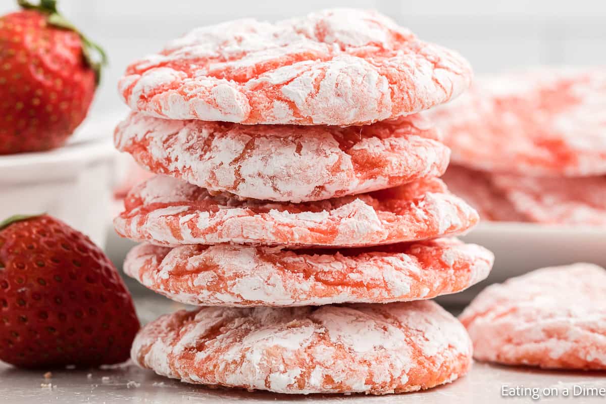Strawberry Cookies stacked