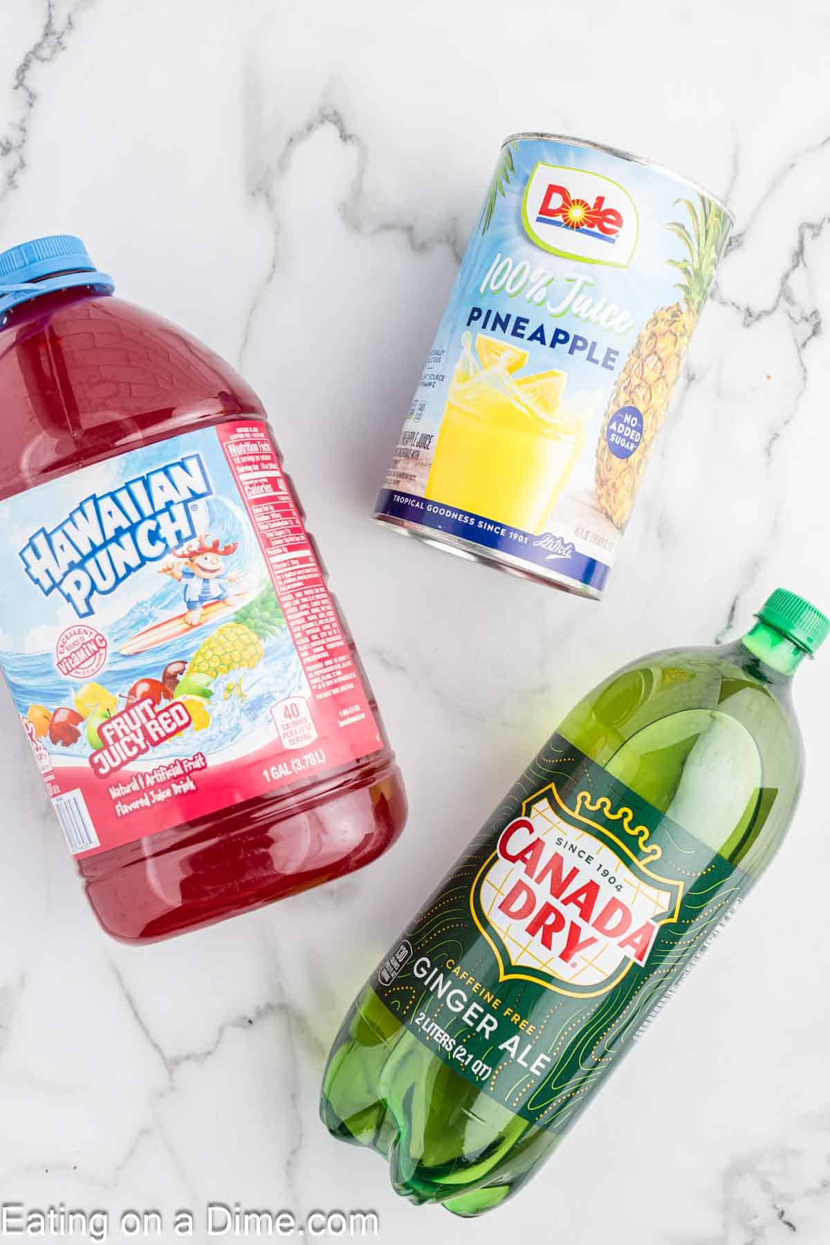 Ginger ale, hawaiian punch and pineapple juice