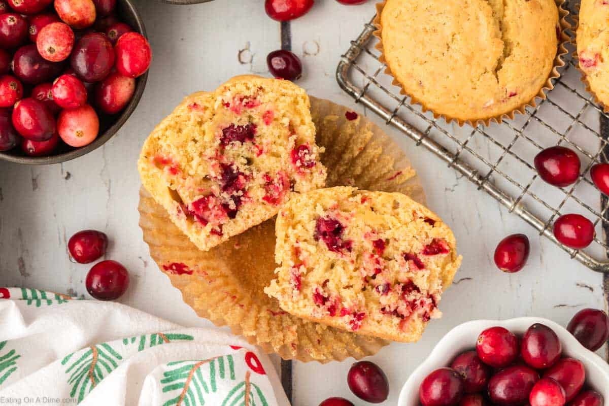 Cranberry Muffins cut in half