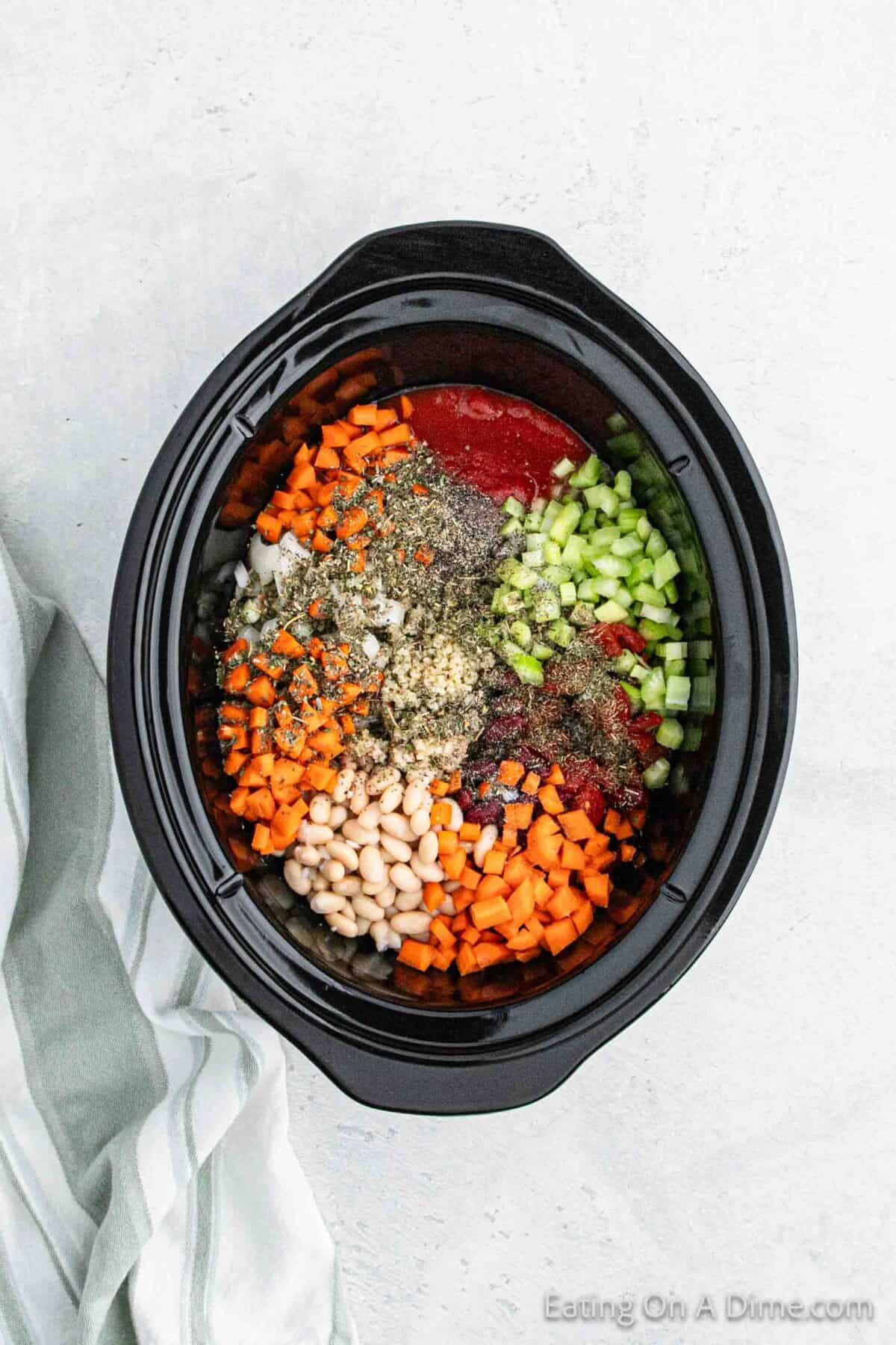 Adding ingredients to the slow cooker