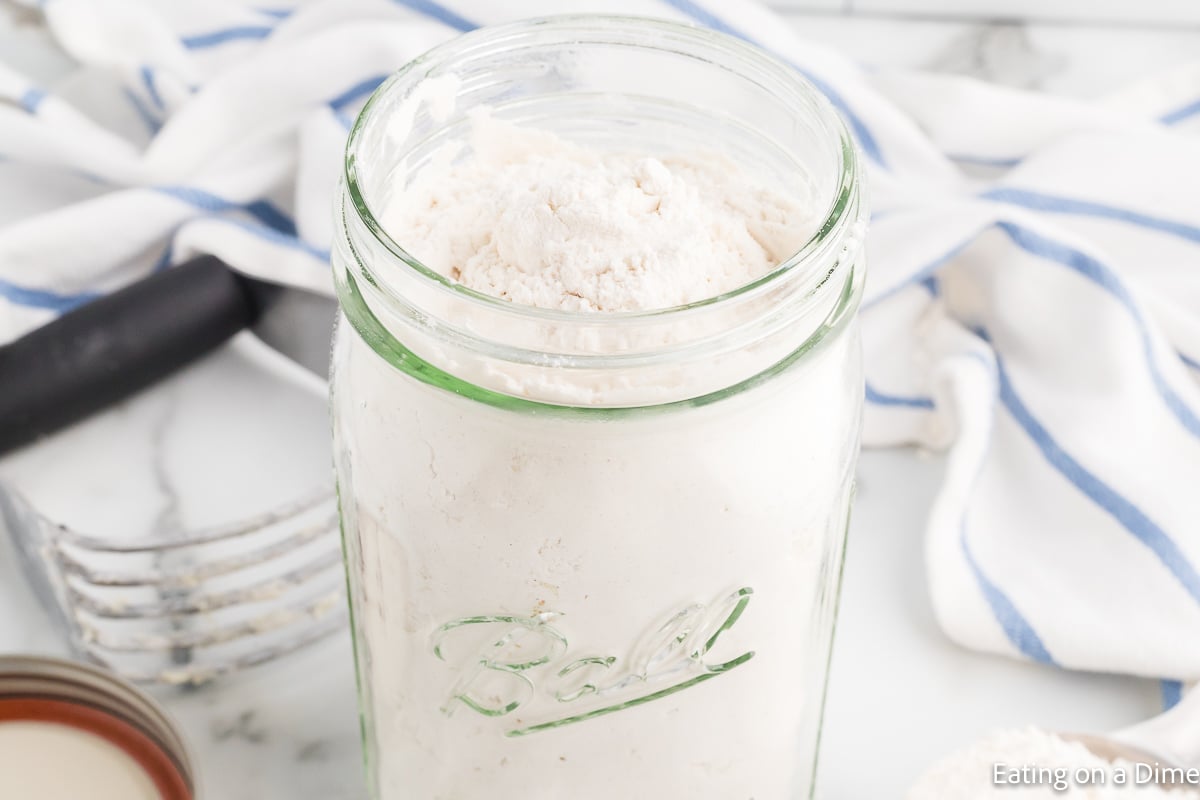Homemade bisquick in a glass jar