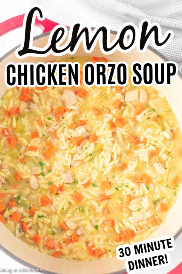 Lemon chicken orzo soup recipe takes only 30 minutes! Serve a delicious dinner from the stove to the table in less time than take out! 