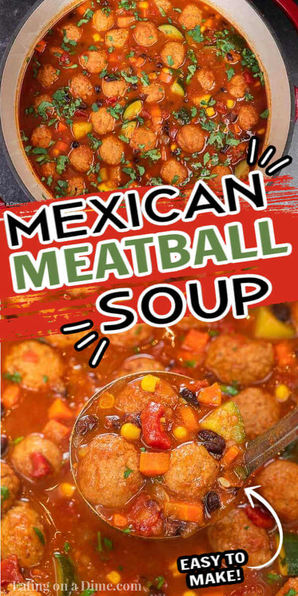 Make this easy and authentic Mexican meatball soup recipe in just 30 minutes on the stove top. Enjoy a healthy dinner that is packed with flavor and tasty. This easy to make beef meatball soup is simple but delicious. Learn how to make Mexican meatball soup easy. #eatingonadime #mexicanmeatballsoup