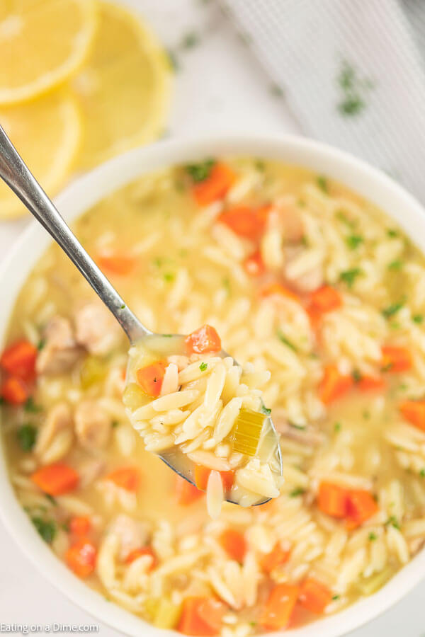 Lemon chicken orzo soup recipe takes only 30 minutes! Serve a delicious dinner from the stove to the table in less time than take out! 