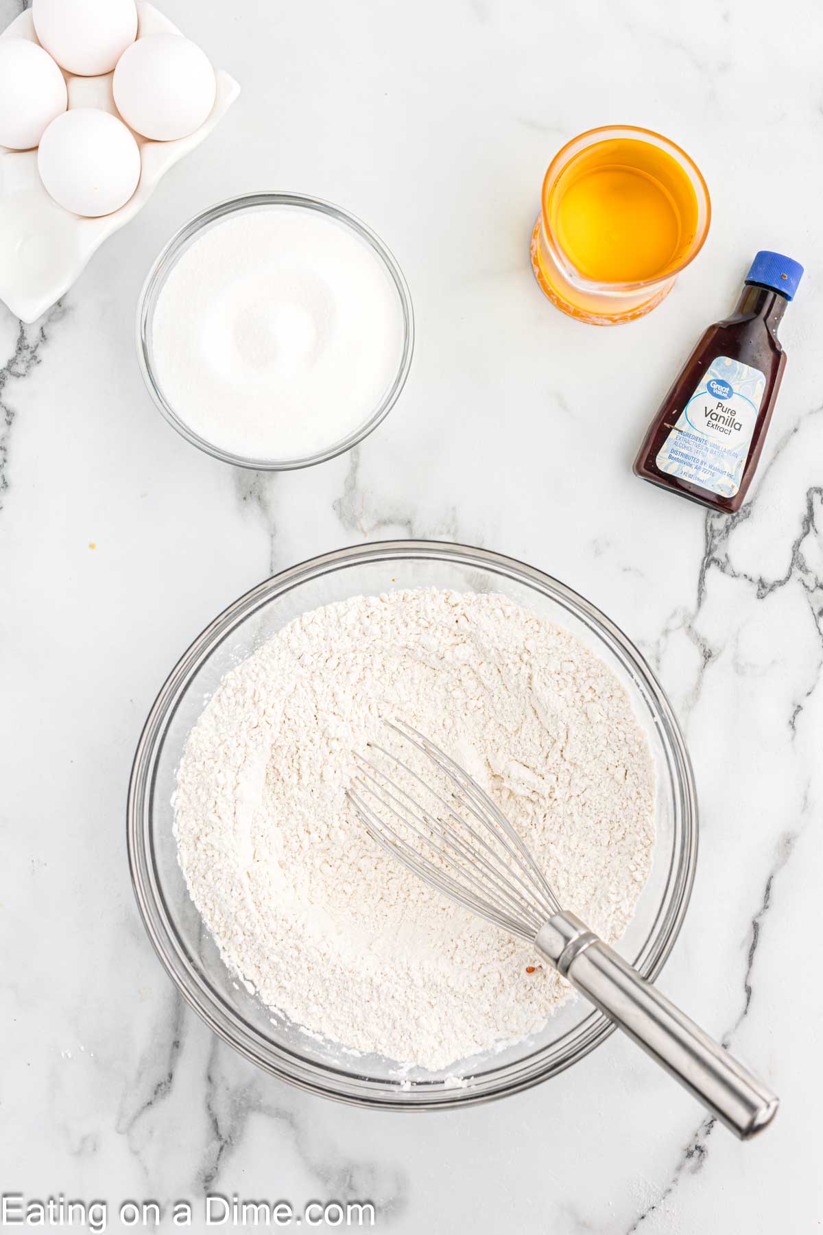 Whisking the flour together in a bowl