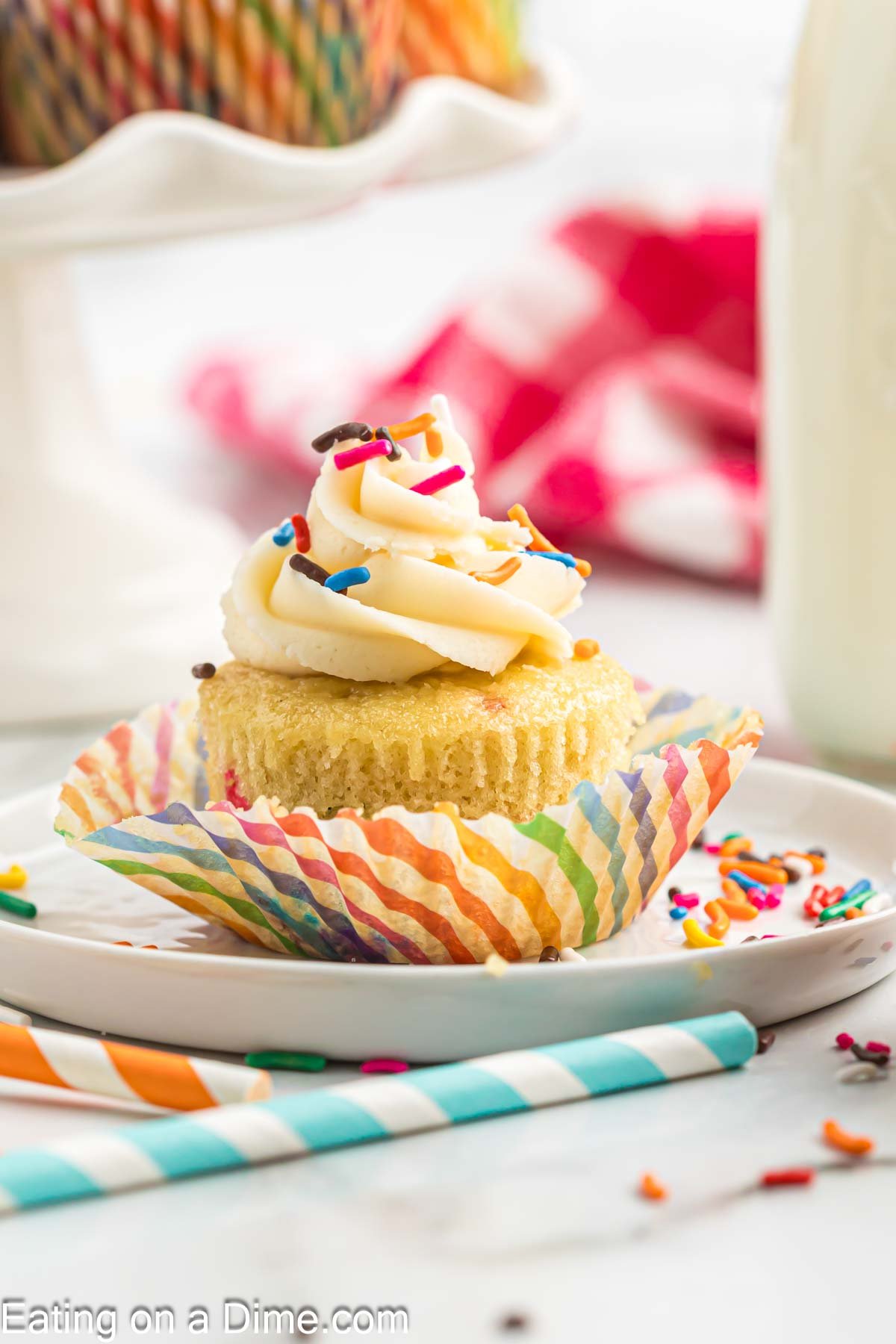 Funfetti Cupcake on a plate