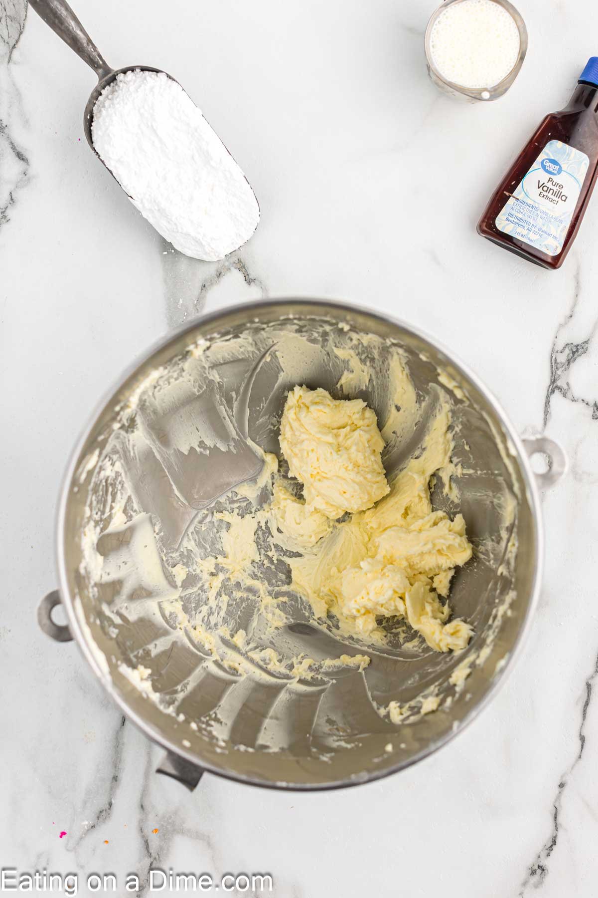 Beating the butter in a bowl