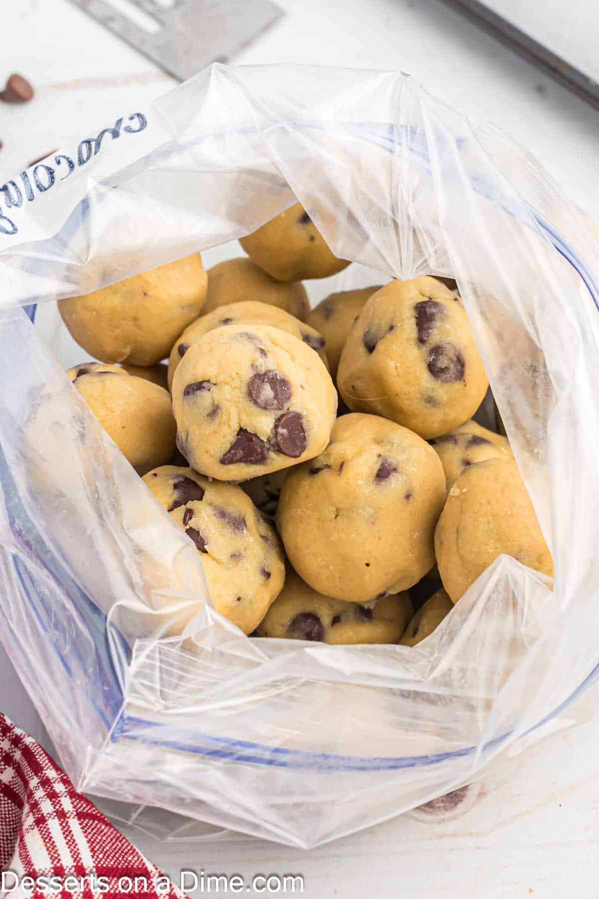 Cookie dough balls in a zip lock bag