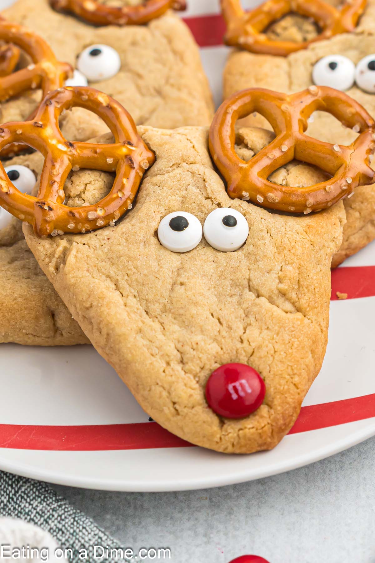 Reindeer Cookies stacked on a platter