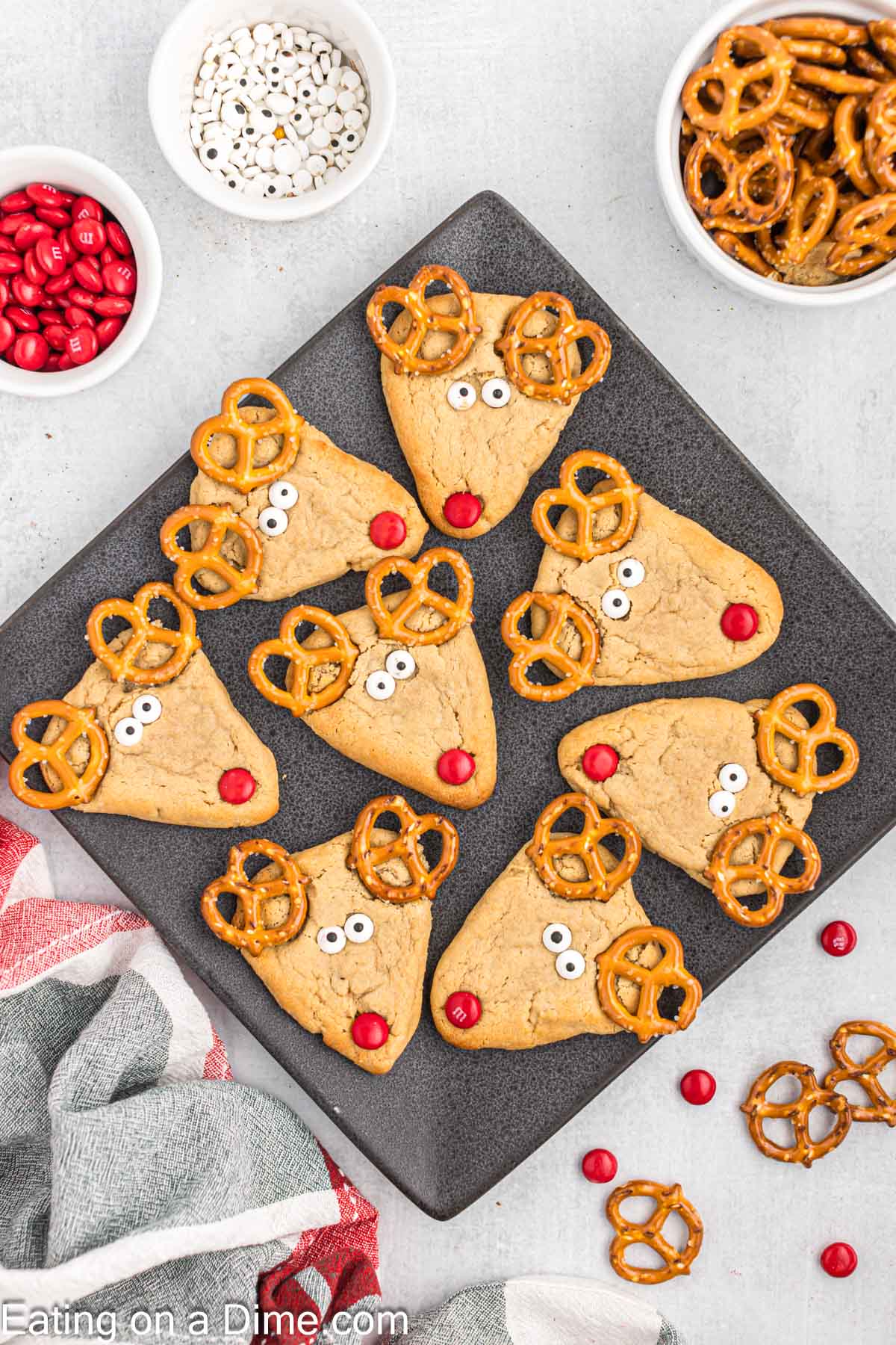 reindeer cookies on a serving platter