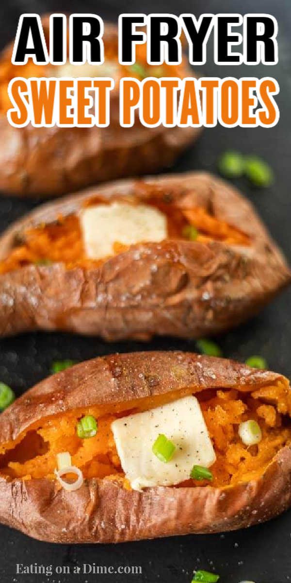 Learn how to make air fryer sweet potato recipe for an easy side dish. These sweet potatoes are tender on the inside and turn out perfectly. Baked sweet potato air fryer is the best way to make the perfect sweet potato. If you are looking for a healthy side dish that is quick, try air fryer baked sweet potatoes for dinner. #eatingonadime #airfryersweetpotatoes #Howlongto #baked #recipes #AirfryersweetpotatoesBaked #bakedsweetpotatoes