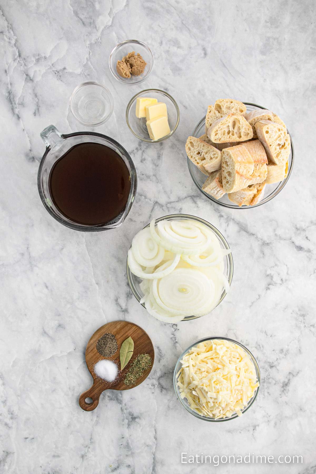 Ingredients needed for French Onion Soup