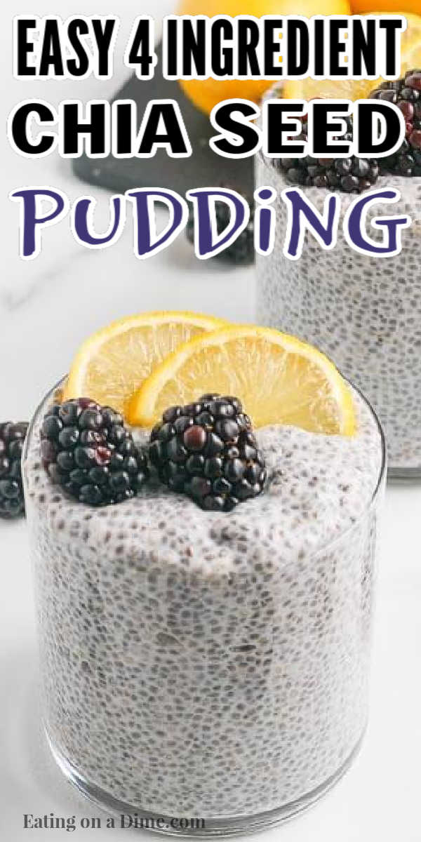 This chia pudding recipe is easy to make with only 4 ingredients. Learn how to make healthy chia pudding. This is a simple and delicious breakfast idea! #eatingonadime #chiapudding #breakfastrecipes #easyrecipes 