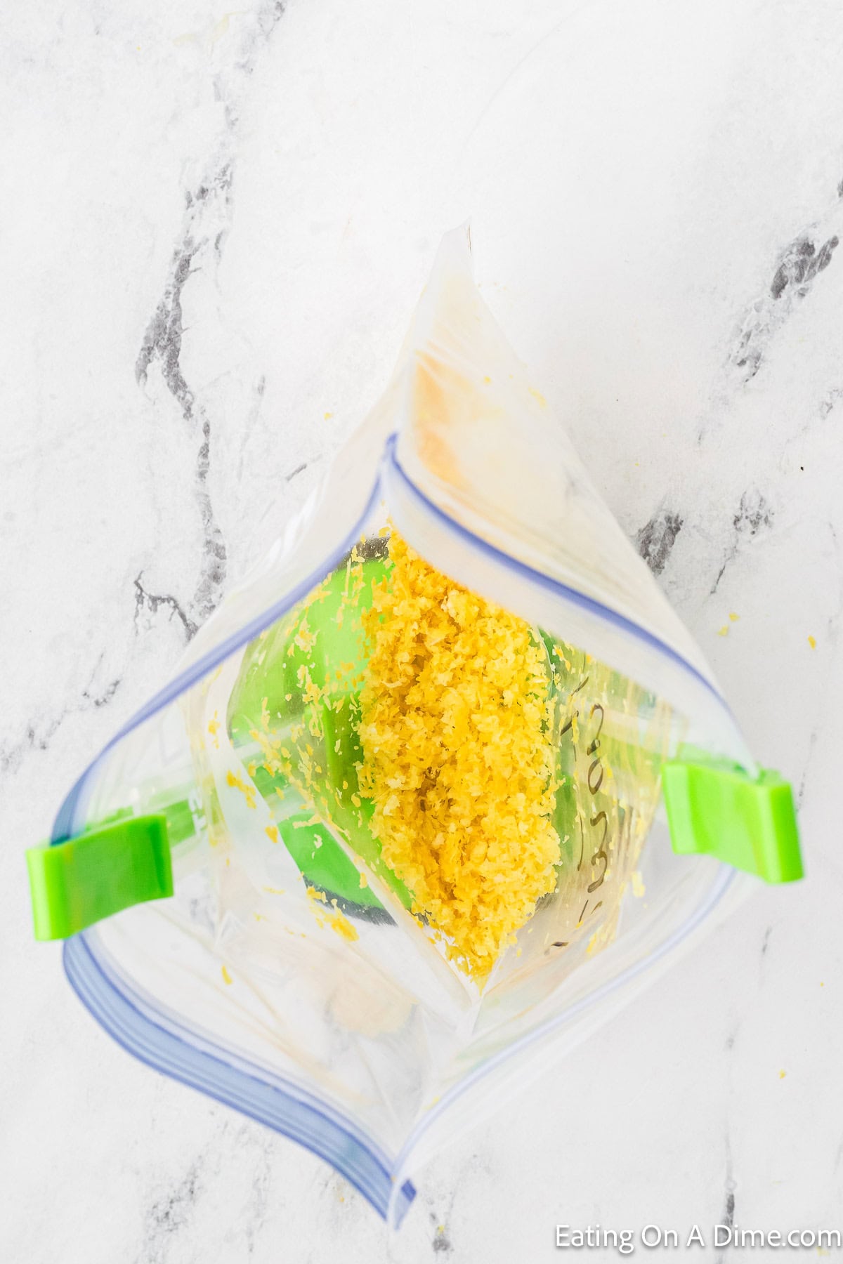 Lemon zest in a zip lock bag