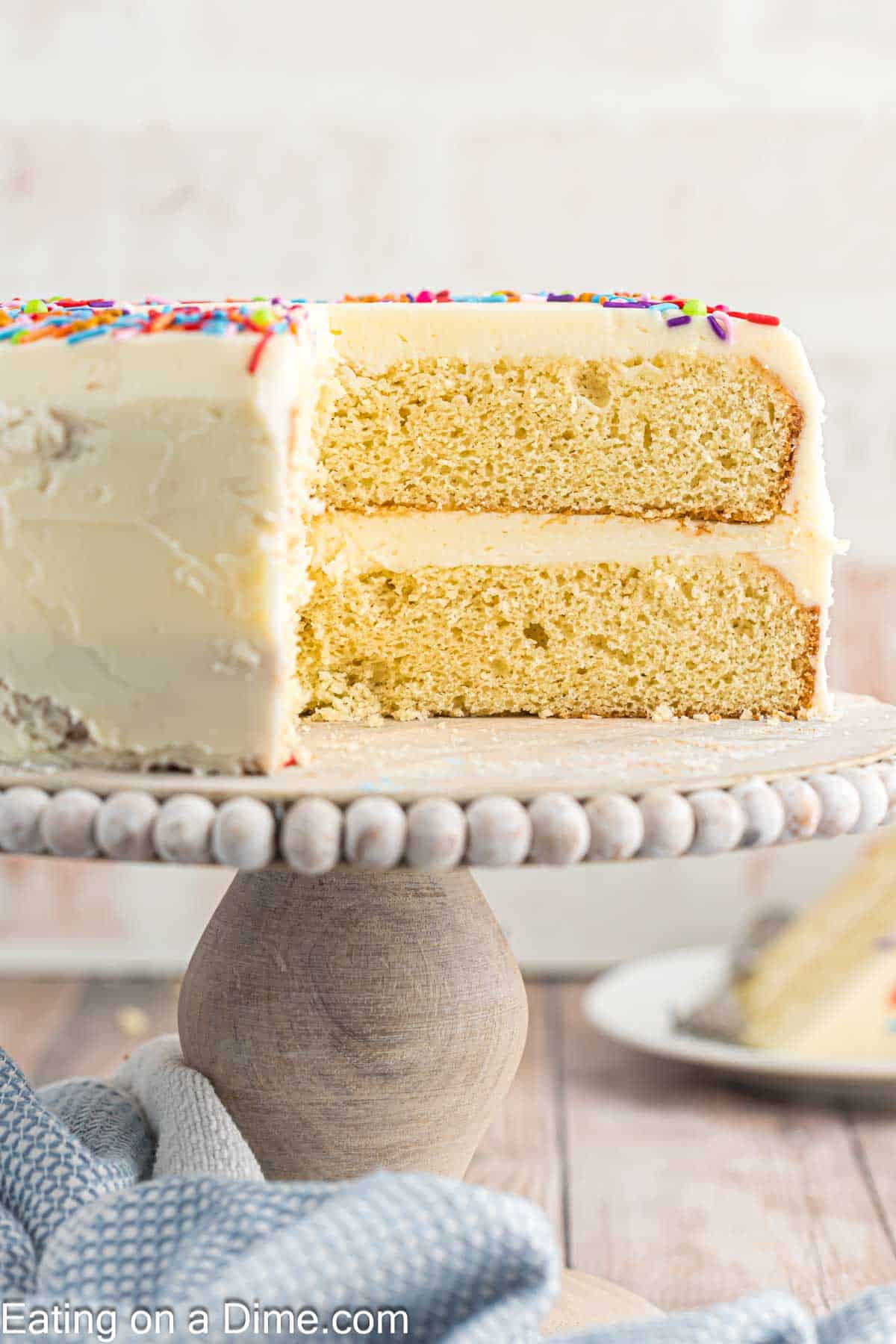 Vanilla Cake on a cake stand