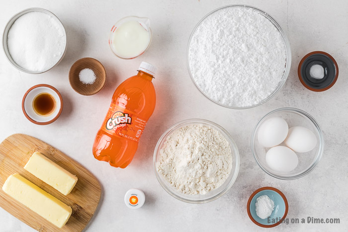 Ingredients to make Orange Soda Cupcakes 