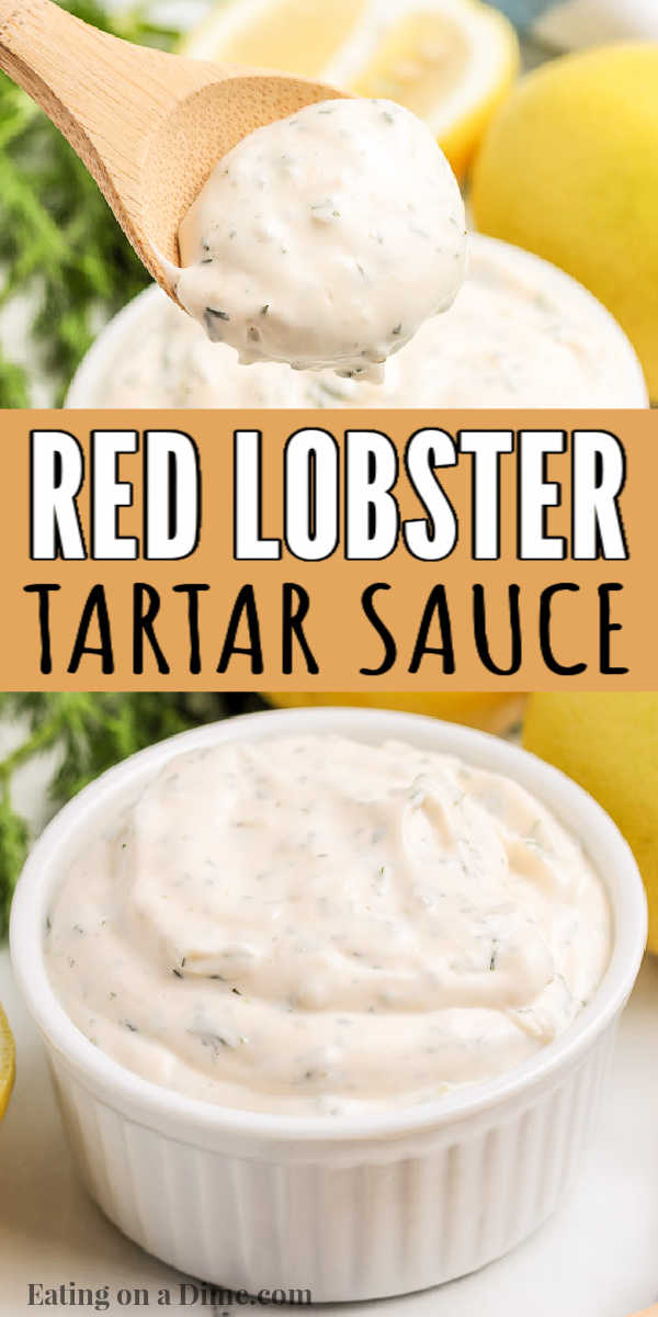 Learn how to make this easy homemade tartar sauce recipe that can be made in just a few minutes.  This is the best copycat red lobster tartar sauce recipe.  It’s easy to make and delicious too! #eatingonadime #tartarsauce #copycatrecipes #easysaucerecipes 