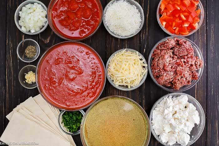 Ingredients to make Crock Pot Lasagna Soup 